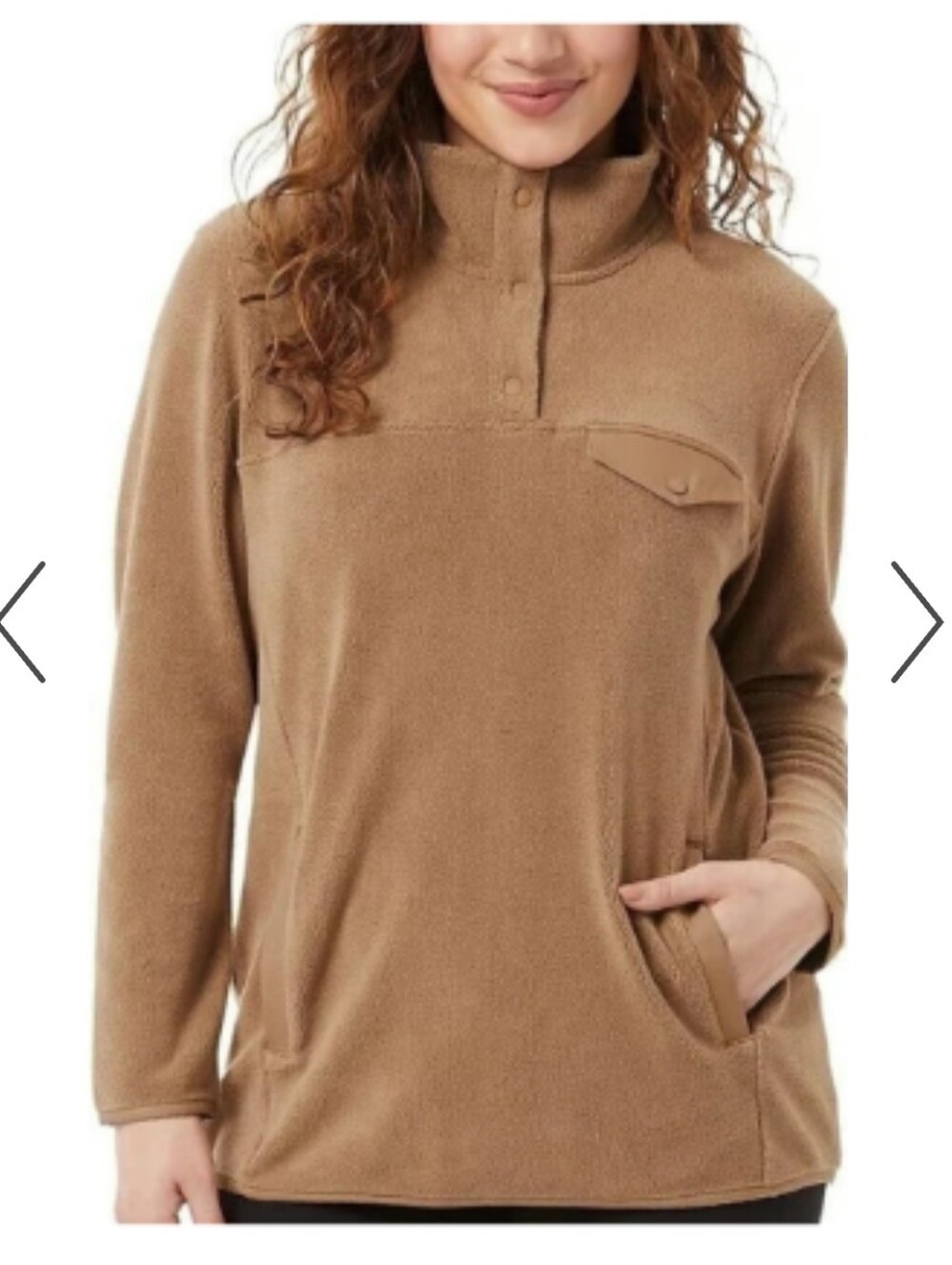 32 Degress Ladie's Snap Fleece Pullover Xl Brown